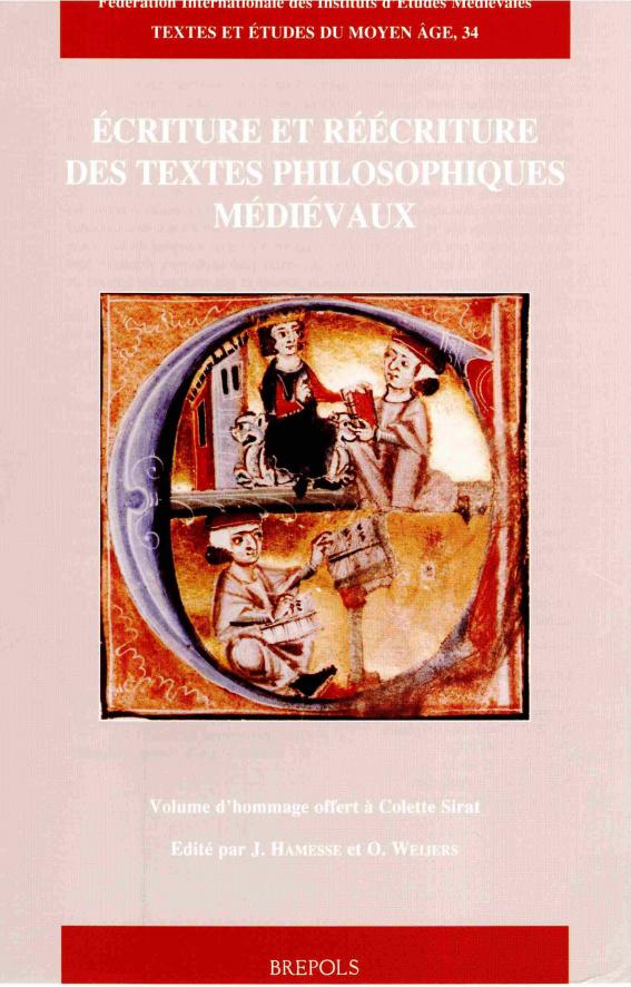 TEMA 34: Ecriture et réécriture des textes philosophiques médiévaux