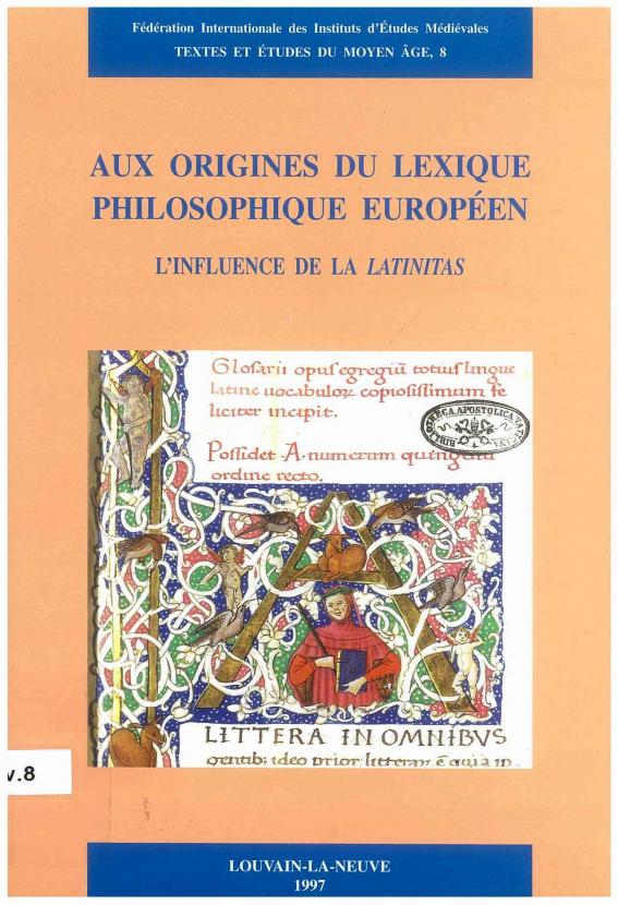 TEMA 8: Aux origines du lexique philosophique européen : l’influence de la latinitas