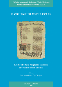 TEMA 50: Florilegium mediaevale : études offertes  à Jacqueline Hamesse à l’occasion de son éméritat