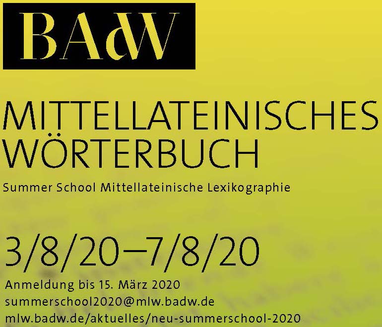Summer School Mittellateinische Lexikographie 2020